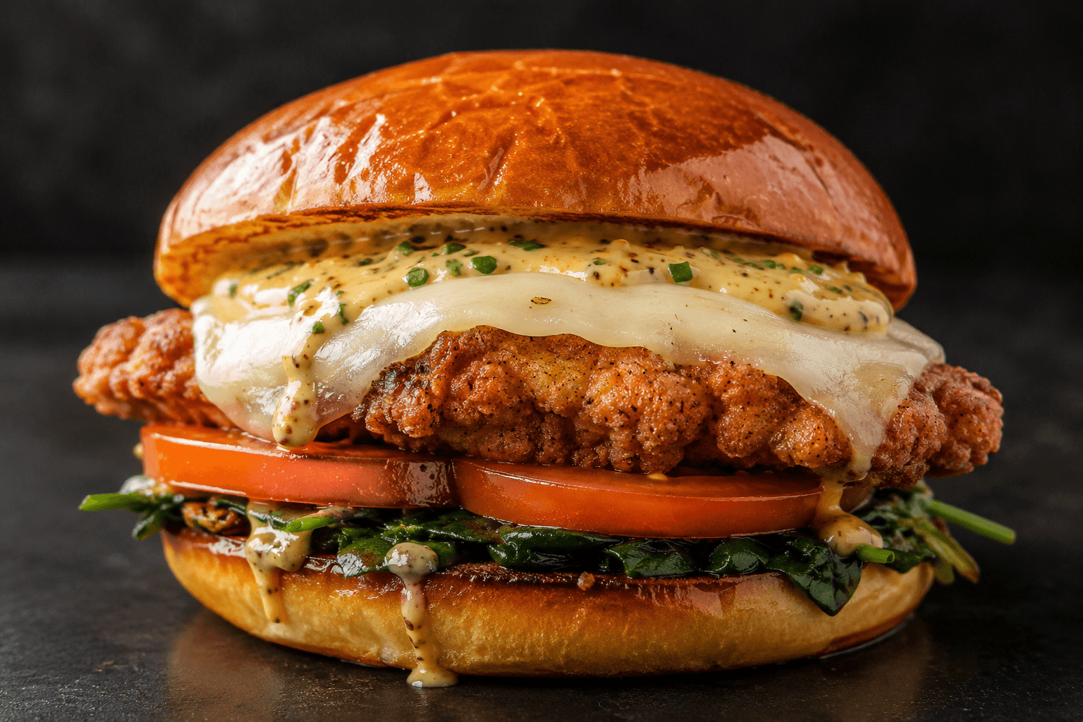 Crispy Chicken & Spinach Sandwich plated final result