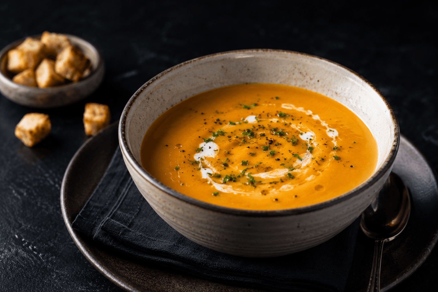 House Crafted Soup Du Jour plated final result