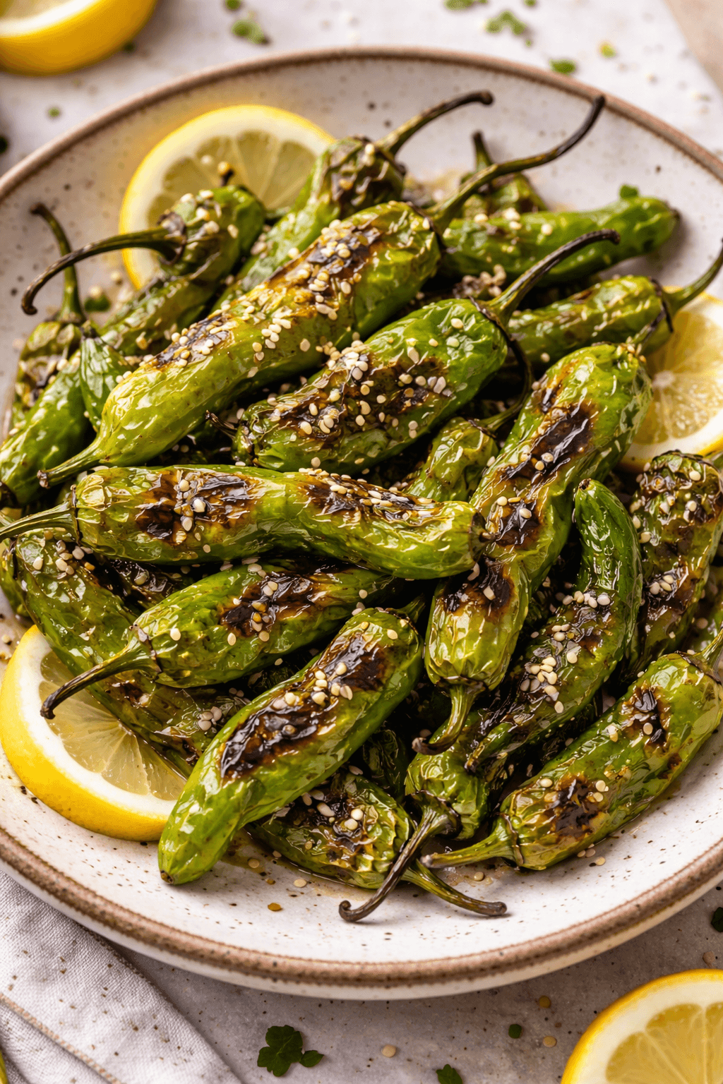 Blistered Shishitos plated final result